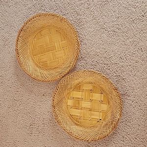 Boho Wicker Wall Decor Set of 2 Baskets